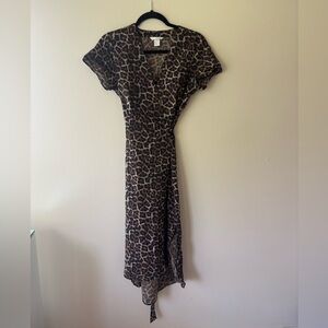 Leopard Print Wrap Dress With Slits